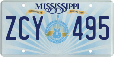 MS license plate ZCY495