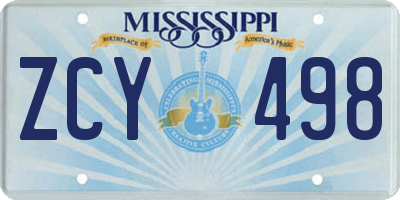 MS license plate ZCY498