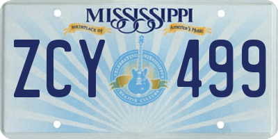 MS license plate ZCY499