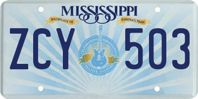 MS license plate ZCY503