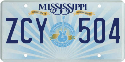 MS license plate ZCY504