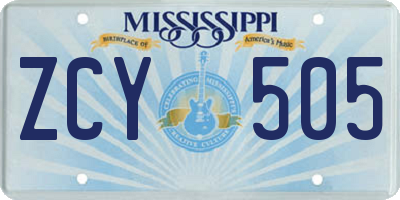 MS license plate ZCY505