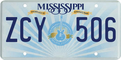 MS license plate ZCY506