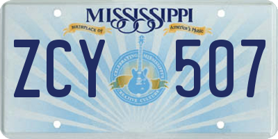 MS license plate ZCY507