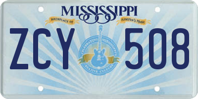 MS license plate ZCY508