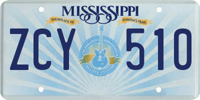 MS license plate ZCY510
