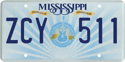 MS license plate ZCY511