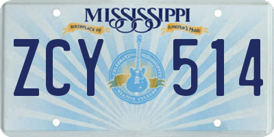 MS license plate ZCY514