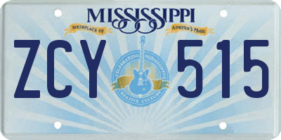 MS license plate ZCY515