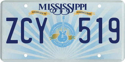 MS license plate ZCY519