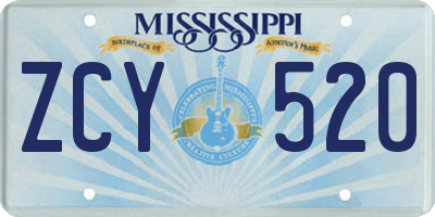 MS license plate ZCY520