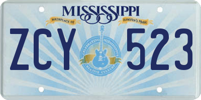 MS license plate ZCY523