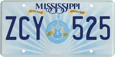MS license plate ZCY525