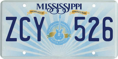 MS license plate ZCY526
