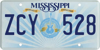 MS license plate ZCY528