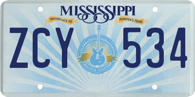 MS license plate ZCY534