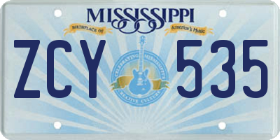 MS license plate ZCY535