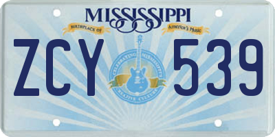 MS license plate ZCY539