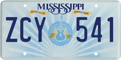 MS license plate ZCY541