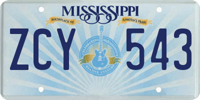 MS license plate ZCY543