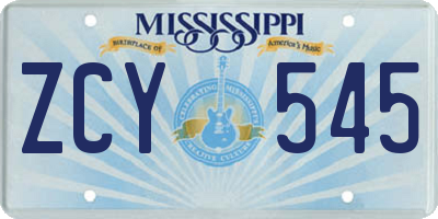 MS license plate ZCY545