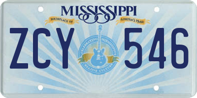 MS license plate ZCY546