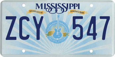 MS license plate ZCY547