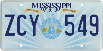 MS license plate ZCY549