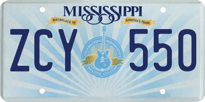 MS license plate ZCY550