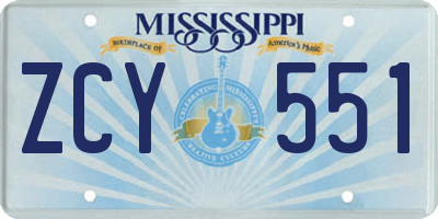 MS license plate ZCY551