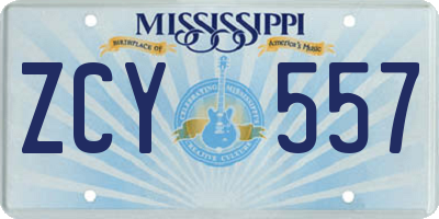 MS license plate ZCY557