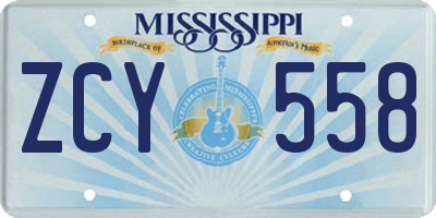 MS license plate ZCY558