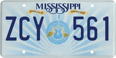 MS license plate ZCY561