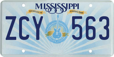 MS license plate ZCY563