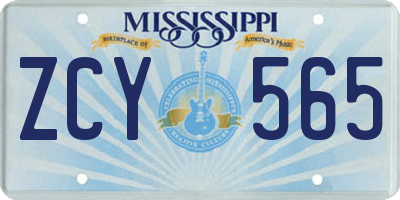 MS license plate ZCY565