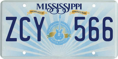 MS license plate ZCY566