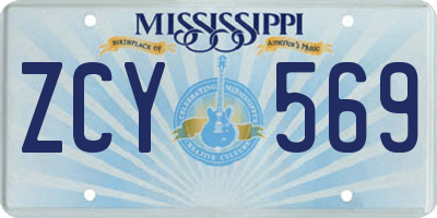 MS license plate ZCY569