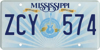 MS license plate ZCY574