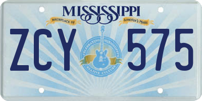 MS license plate ZCY575