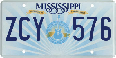 MS license plate ZCY576