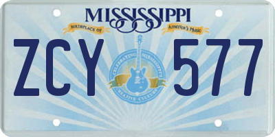MS license plate ZCY577