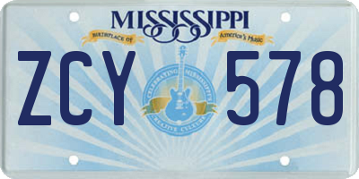 MS license plate ZCY578