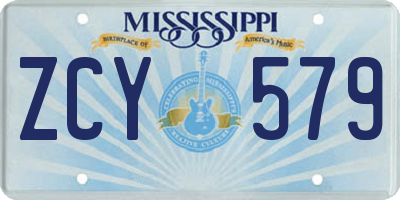 MS license plate ZCY579