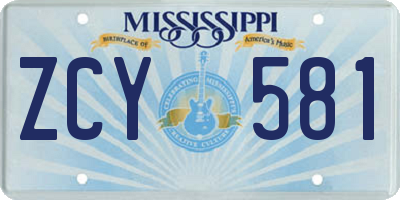 MS license plate ZCY581