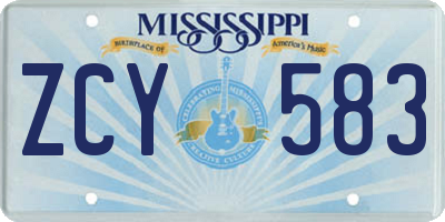 MS license plate ZCY583