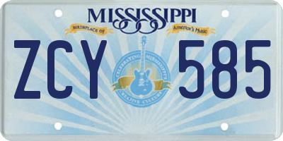 MS license plate ZCY585