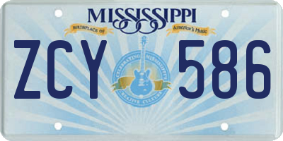 MS license plate ZCY586