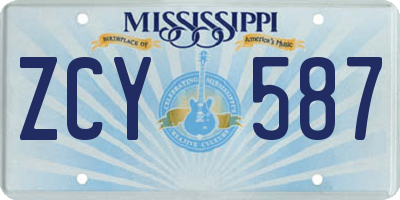 MS license plate ZCY587