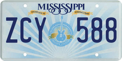 MS license plate ZCY588