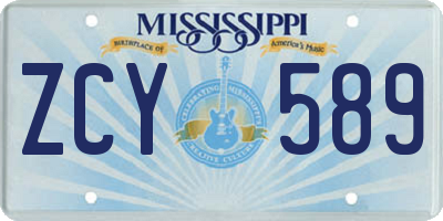 MS license plate ZCY589